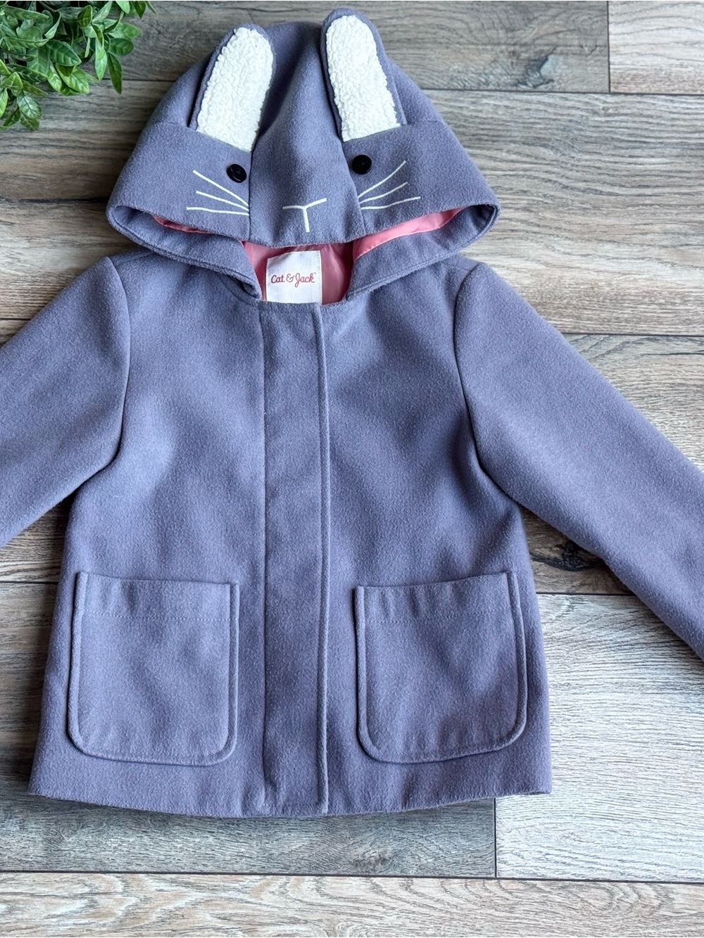 Cat & Jack Gray Bunny-Ear Hooded Pea Coat